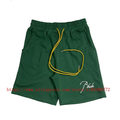 New Arrival RHUDE Print Casual Shorts Loose Street Shorts with Pockets Men's High Quality Shorts