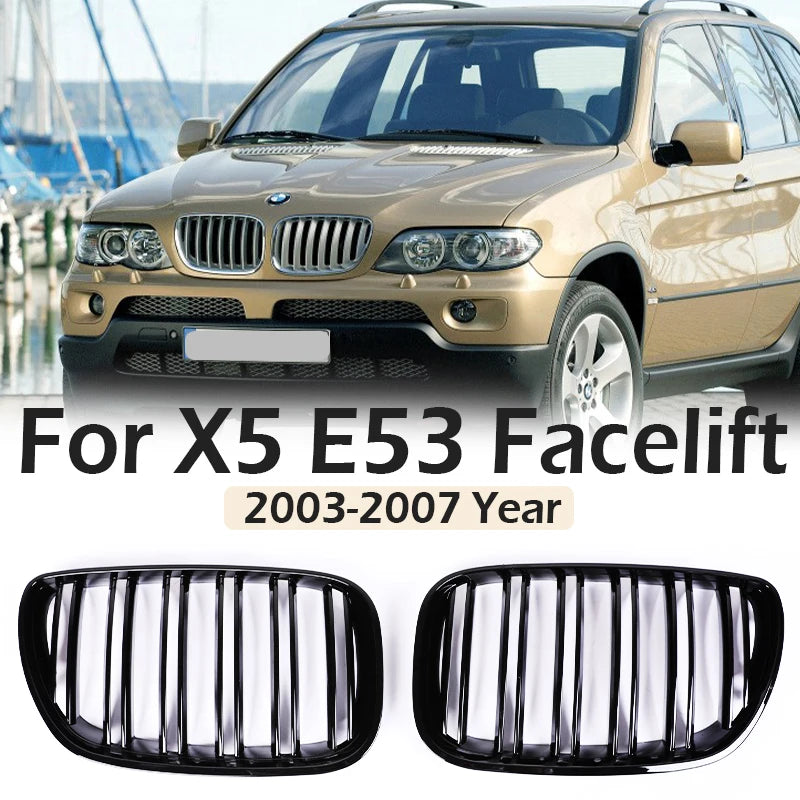 Front Bumper Kindey Grille Carbon M Style For BMW X5 E53 Facelift 2004 2005 2006 X5M Exterior Parts Grills Cover Car Accessories