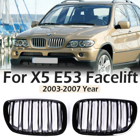 Front Bumper Kindey Grille Carbon M Style For BMW X5 E53 Facelift 2004 2005 2006 X5M Exterior Parts Grills Cover Car Accessories