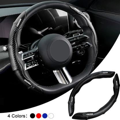 Car Steering Wheel Cover Carbon Fiber Sports Ultra-thin Non-slip Card Cover for Mazda 2 3 CX-3 CX-5 MX-5 BT-50 ATENZA CX-8 MX-30