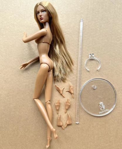 1/6 Female Super Model DC Doll Head Body Figure With Good Makeup Heads With 2 Pairs Hands 1 Feet and Clear Doll Stands