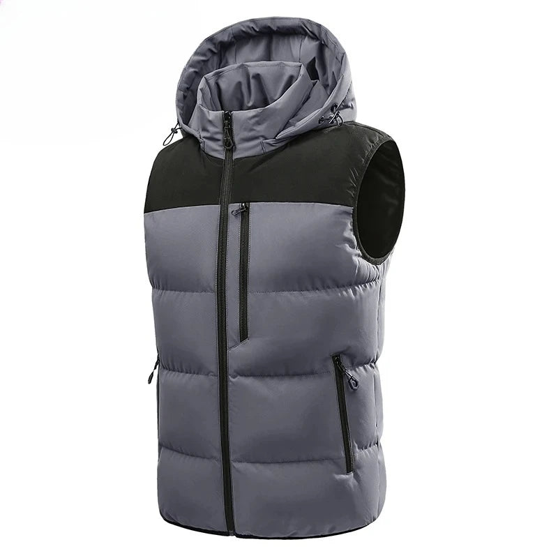 Hots Winter Men Outdoor Windproof Fleece Detachable Hooded Vest Men Sleeveless Warm Casual Fashion Zipper Brand Vest Male Coat