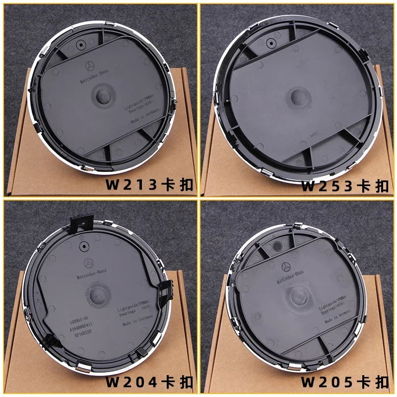 Car Front Grille Emblem Star Badge  Logo Chrome black Silver 3D Mirror Mercedes Benz Amg W205 W204 W253 W213 W206 W166 gle glc
