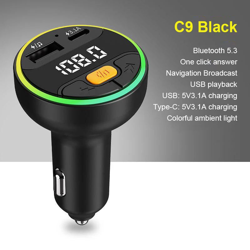 Best FM Transmitter Bluetooth 5.3 Hands-Free Car AUX Radio Modulator MP3 Player with Fast Charging Adapter Auto Accessories New