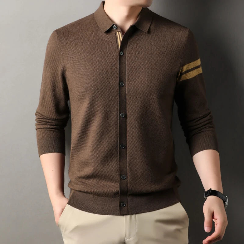 High-quality men's autumn warm long-sleeved sweater, daily commute pullover, stretchable.M-4XL