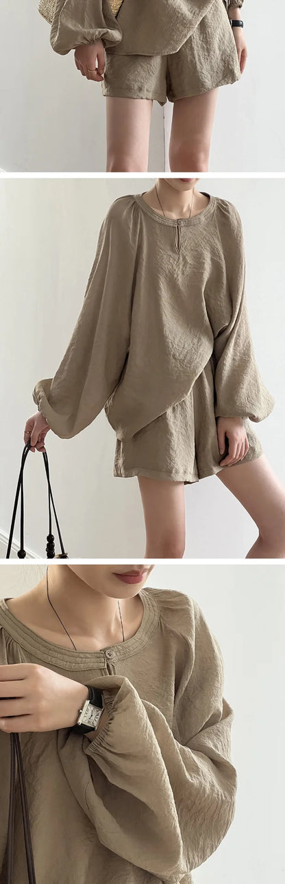Casual Modal Loose Women's Summer Sun Protection irt And orts Two-Piece Set Faionable Versatile Cotton round Ne Top
