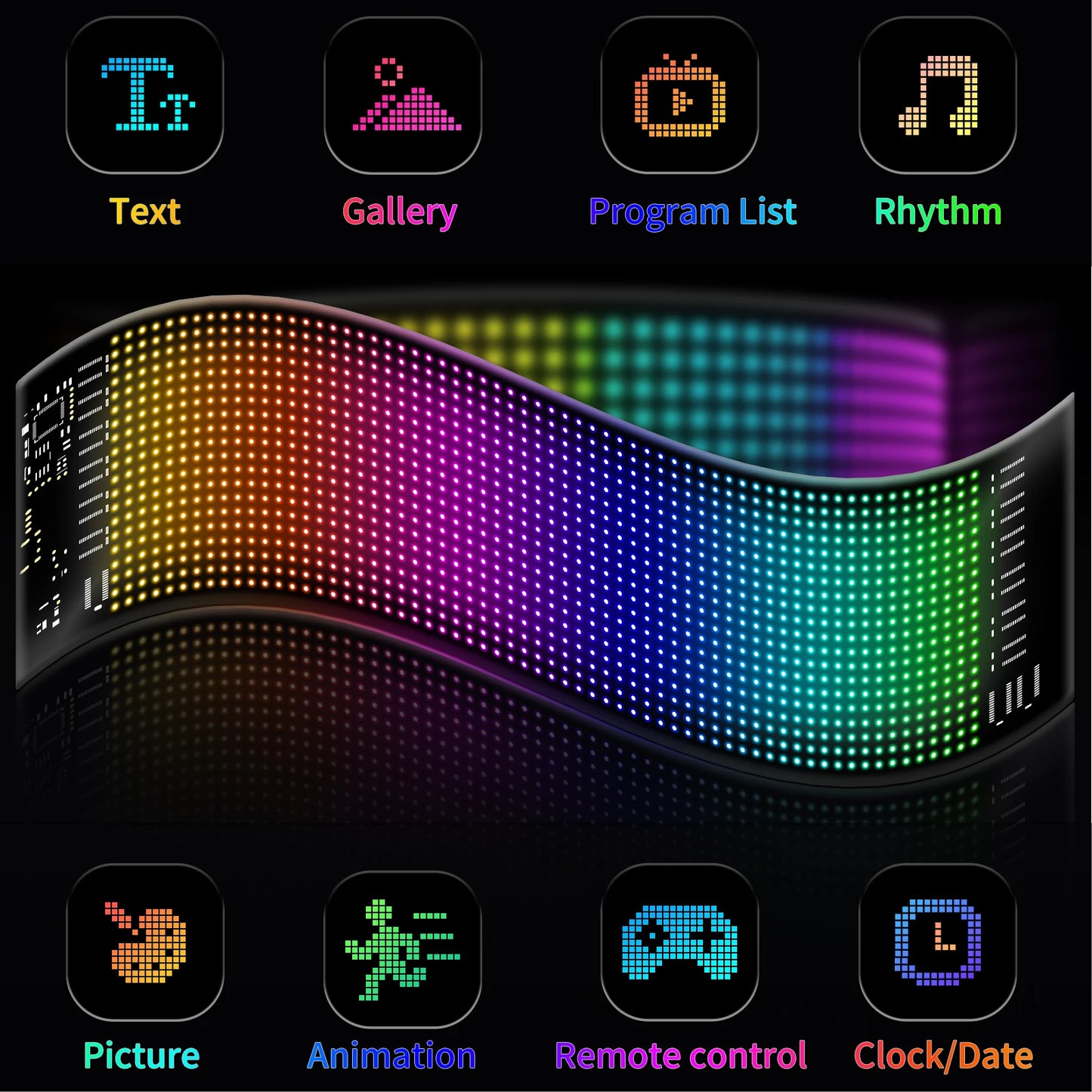 LED Devil Eyes Programmable LED Display Flexible for Car Board Windshield App Remote Control Custom Text Pattern Decor LED Light