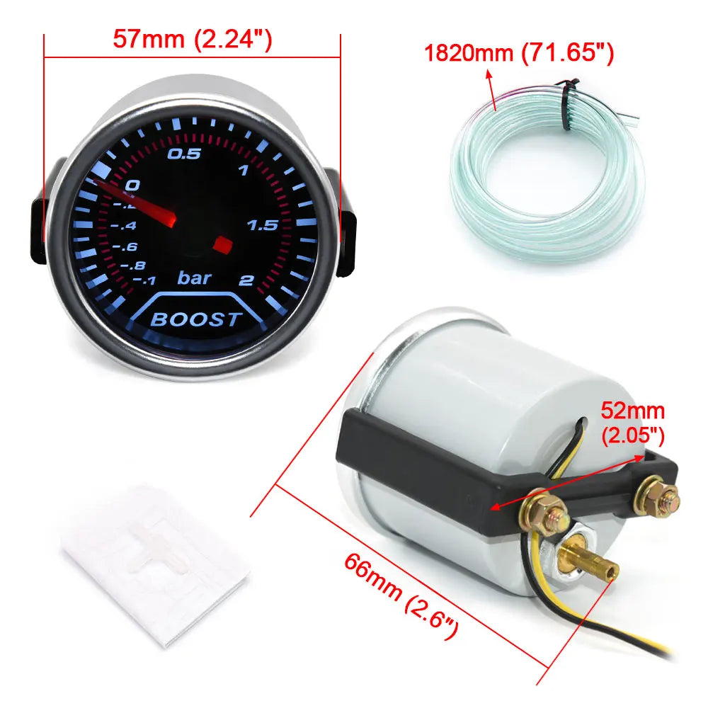 12V Boost Gauge Water Temp  2" 52mm LCD Display Turbo RPM Tachometer Oil pressure gauge with sensor -1-2.0-3.0 bar Racing Meter