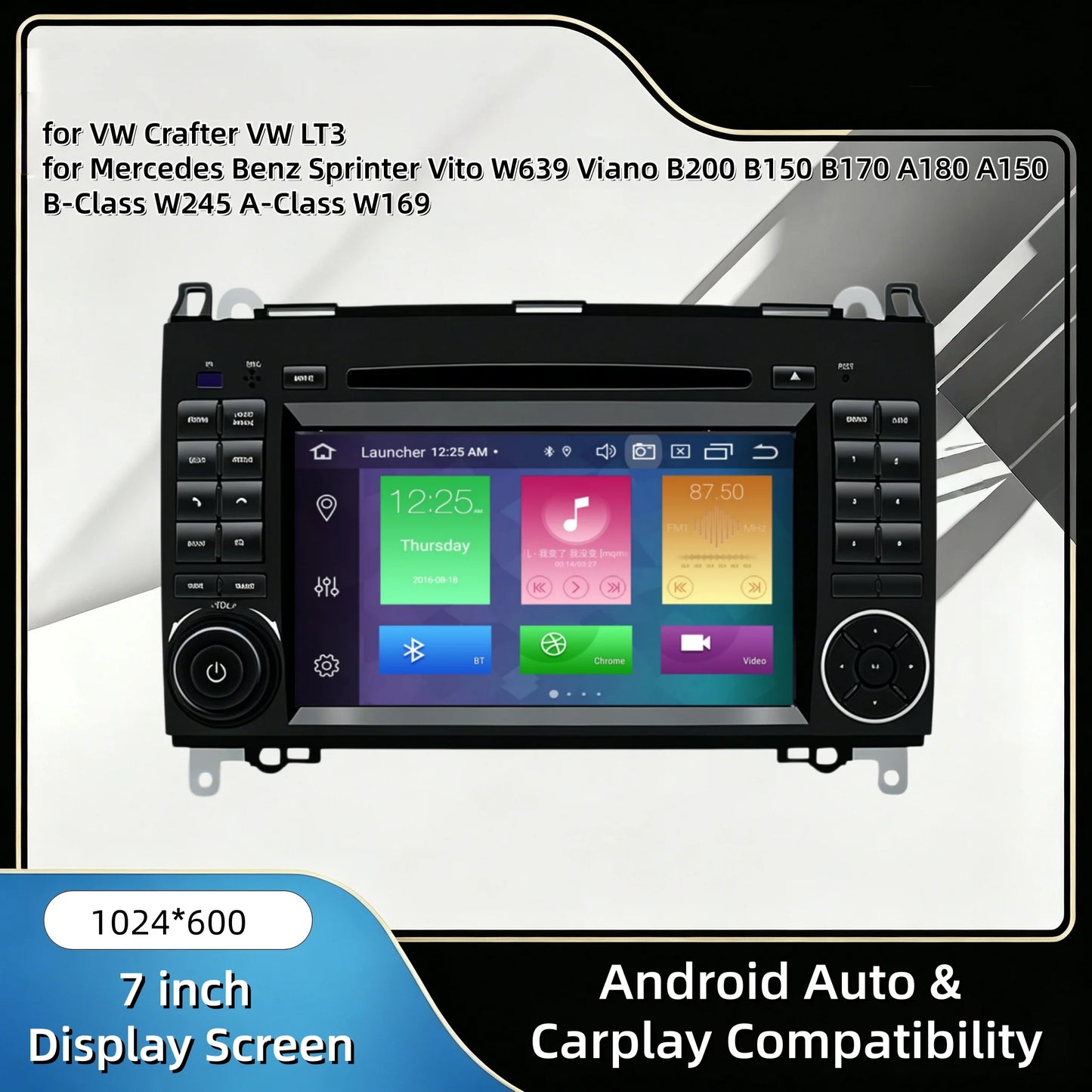 4G+64G Android Car Stereo for Mercedes Benz Sprinter Vito W639 Viano B200 B150 B170 A180 A150 B-Class W245 A-Class W169 for VW Crafter VW LT3 2Din Car Radio GPS Navigation Wireless Carplay Android Auto