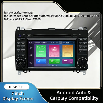4G+64G Android Car Stereo for Mercedes Benz Sprinter Vito W639 Viano B200 B150 B170 A180 A150 B-Class W245 A-Class W169 for VW Crafter VW LT3 2Din Car Radio GPS Navigation Wireless Carplay Android Auto