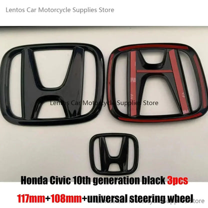 Black Red Front Rear Cover Steering Wheel Emblem Modification Sticker for Honda 10th Accord Civic Exterior Tuning Parts