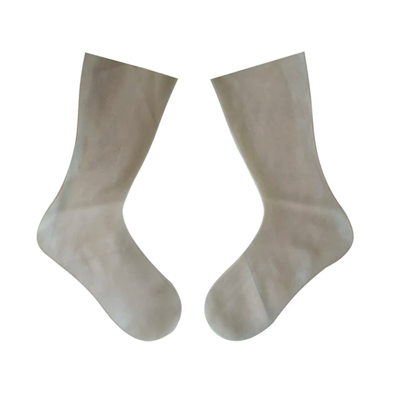 Latex 2D Socks Sexy Knee Hosiery Plain Cosplay Seamless Without Glue one piece Stocking  0.6mm Extra Thickness