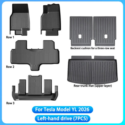 For Tesla Model YL Launch 2026+ TPE Floor Mats Waterproof Luggage Mat Wear-resistant Foot Pads Model YL Trunk Mats Foot Pads Set