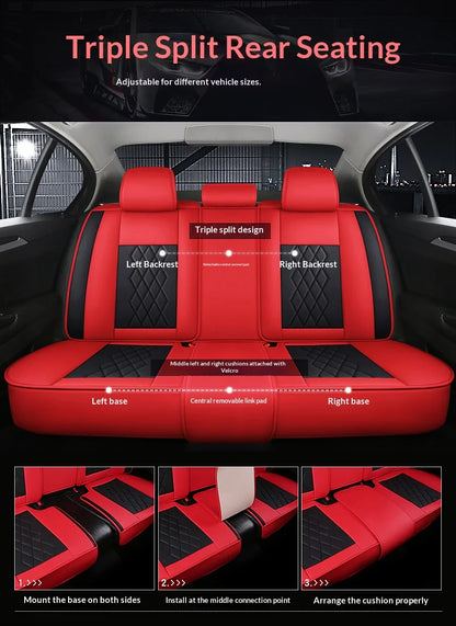 Universal Five-Seater Car Seat Covers Premium Leather Four Seasons Suitable for Most Cars SUVs Off-Road Vehicles