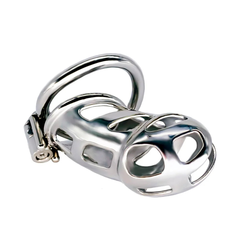 Stainless Steel Male Chastity Device Metal Cock Cage with Arc Penis Rings BDSM Gay Erotic Urethral Device Adult Erotic Sex Toys