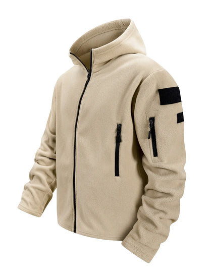 Men's Tactical Fleece Jacket Full Zip Hooded Coat Warm Casual Hoodies Camping Hiking Running Jogger Sports Jacket Men Streetwear