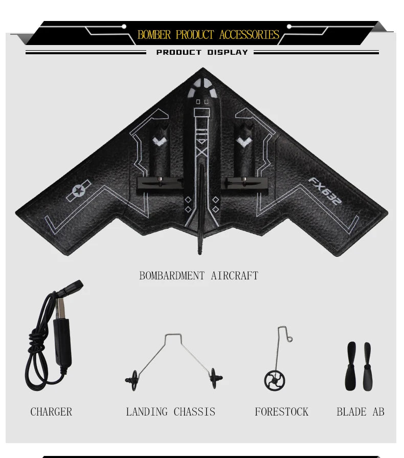 Rc Plane B2 Stealth Bomber 2Ch 34Cm Wingspain Cessna 2.4G Remote Control Airplane Aircraft Drone Toys for Adults Children
