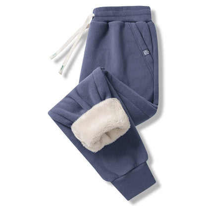 L-8XL Large Size Down Pants Men's Winter Polar Fleece Thick Casual Pants Big Size Plus Velvet Warm Solid Color Black Sweatpants