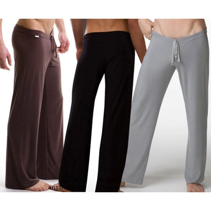 Men's Ice Silk Casual Pants Summer Drawstring Loose Fit Breathable Yoga Trousers Men's Lightweight Lounge Wide Leg Pants