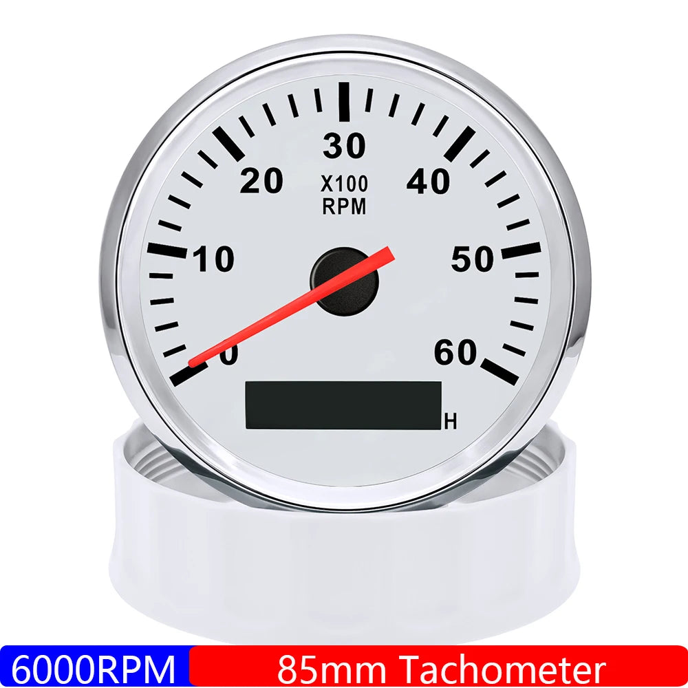 85mm Tachometer 3000RPM With Hourmeter Truck Car Boat Diesel Engine Tacho Meter RPM Gauge M18 / M16 Car Boat Tachometer Sensor