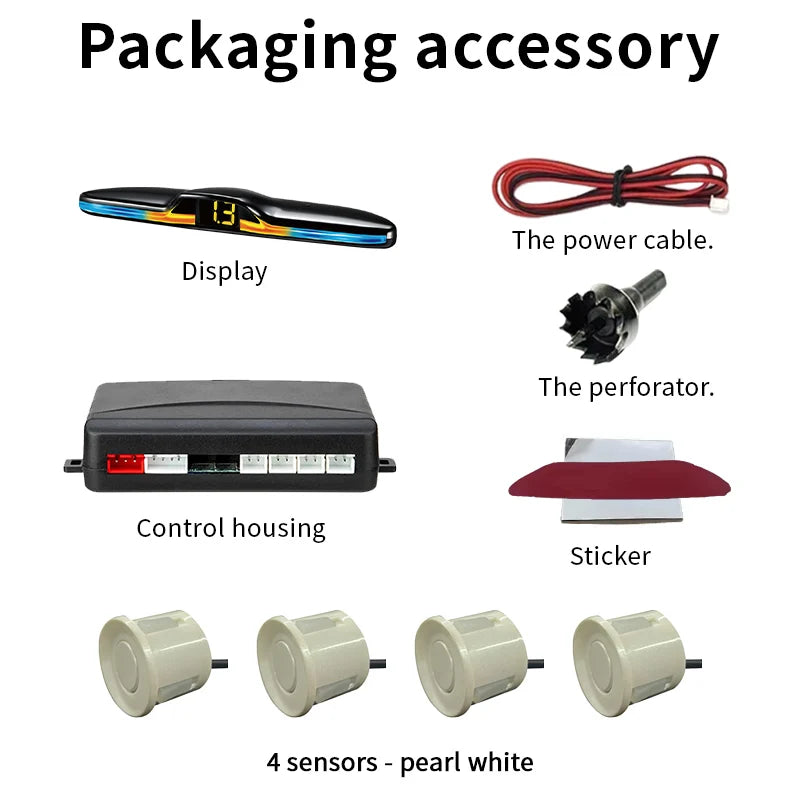 Source Factory 4-Probe Parking Sensor System 22mm 12V Voice Prompt Waterproof Reversing Radar Car Parking Assistance Kit