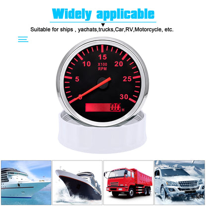 85mm Tachometer 3000RPM With Hourmeter Truck Car Boat Diesel Engine Tacho Meter RPM Gauge M18 / M16 Car Boat Tachometer Sensor