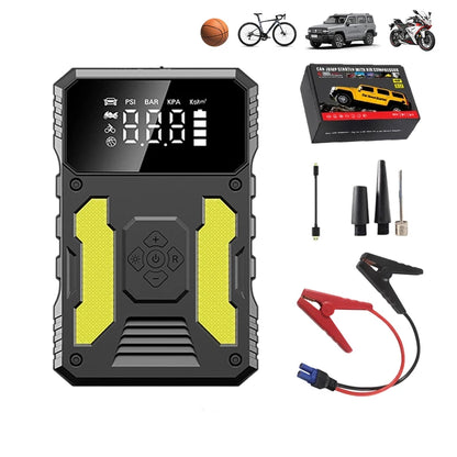 4in1 Portable Jump Starter Power Bank 12V 1500A Car Jump Starter With 150PSI Air Compressor Emergency Booster Lighting Charging