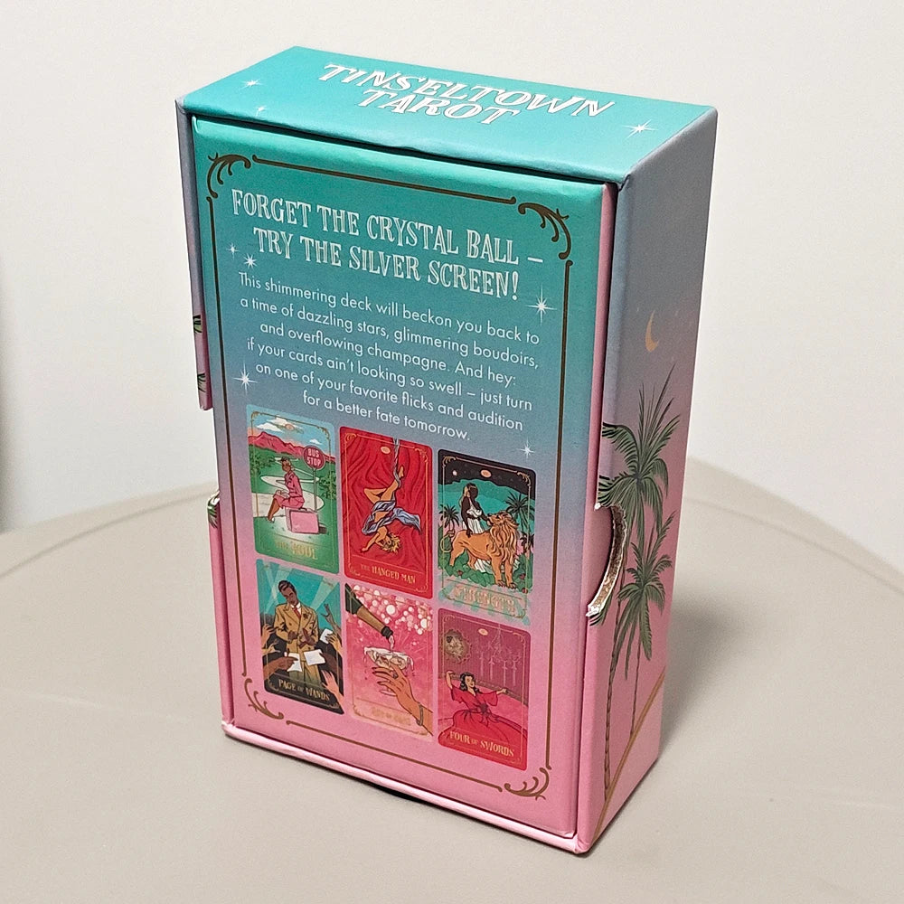 Tinseltown Tarot 12*7cm in Rigid Box Pink Vintage Hollywood Inspired Deck 78 Illustrated Cards