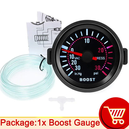 52mm Smoke Lens Auto Tachometer White LED 0-8000 RPM Meter Car Boost Gauge Bar Psi Vacuum Water Temp Oil Pressure Gauge