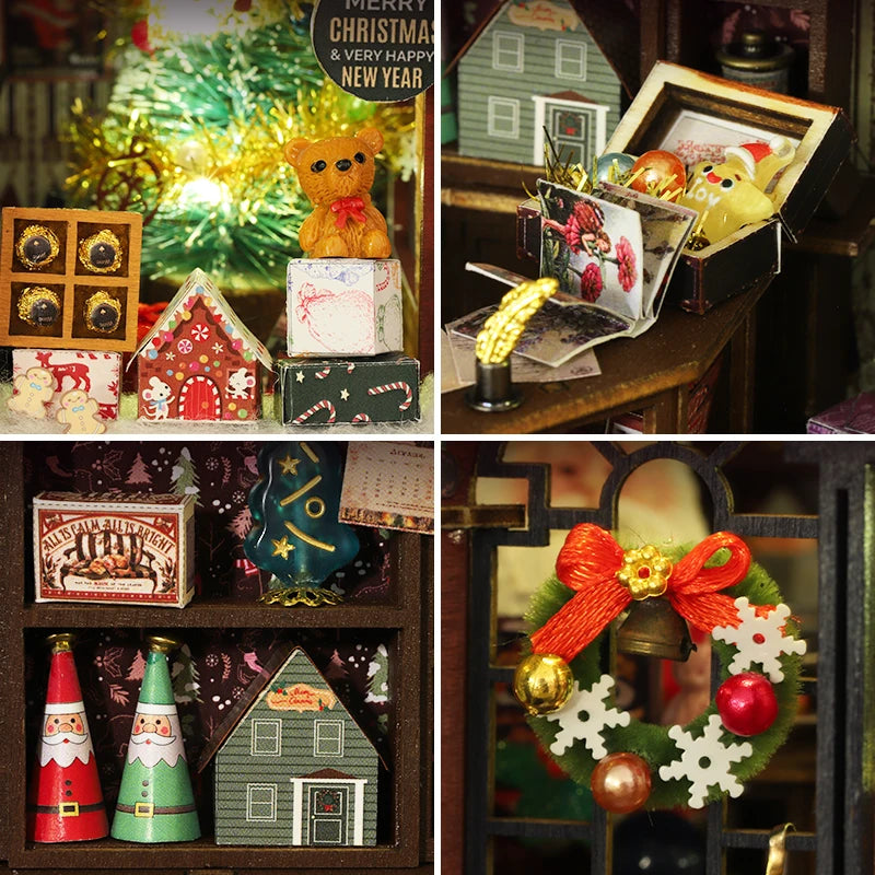DIY Wooden Christmas Wonderland Cottage Bookend Toy Model Handmade Assembly Kit 3D Puzzle 100-500 Pieces 14 Years & up