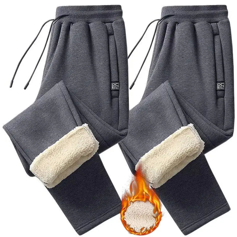 Extra Thick Lamb Velvet Men's Winter Fleece Lined Special Thick Cotton Trousers Autumn Winter Style Sport Sweatpants Casual P...
