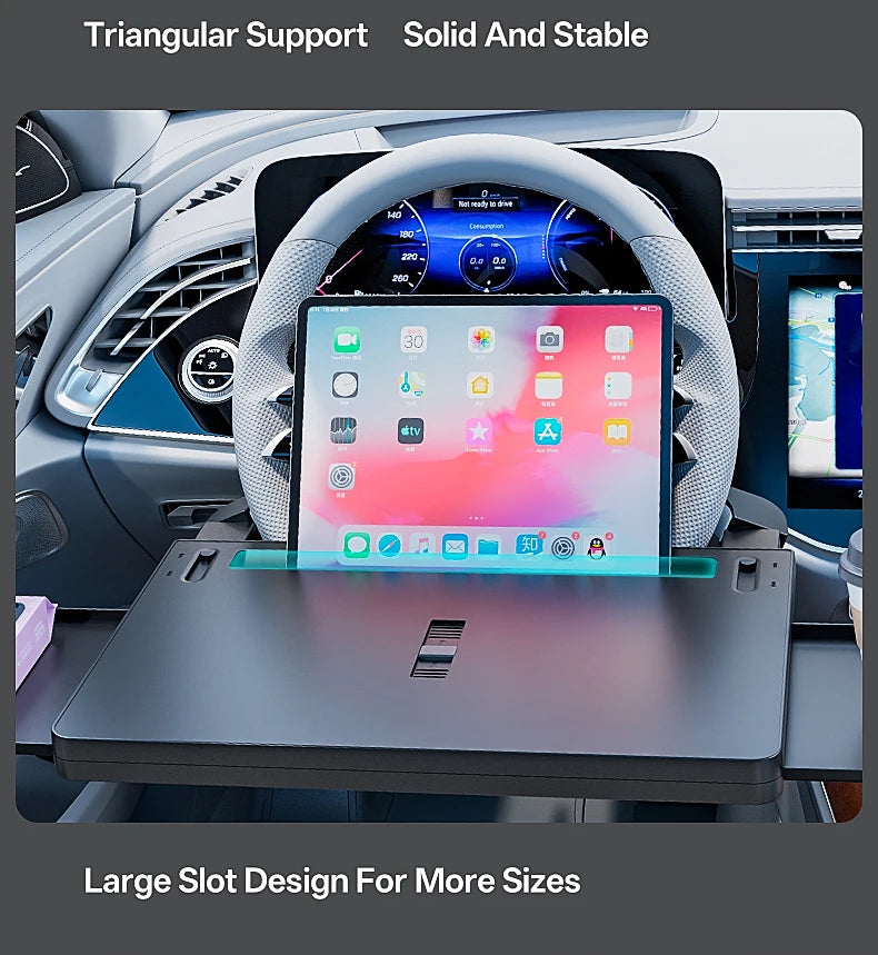 Multifunctional Car Steering Wheel Desk Portable Laptop Desk Foldable Car Storage Stand Work and Dining Table Travel Office