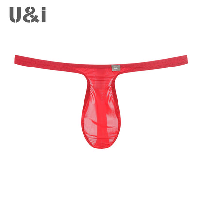 U＆I Men's Sexy Thong Underwear Ultra-Thin Micro-Transparent One-Piece Upward No Pouch Innerwear