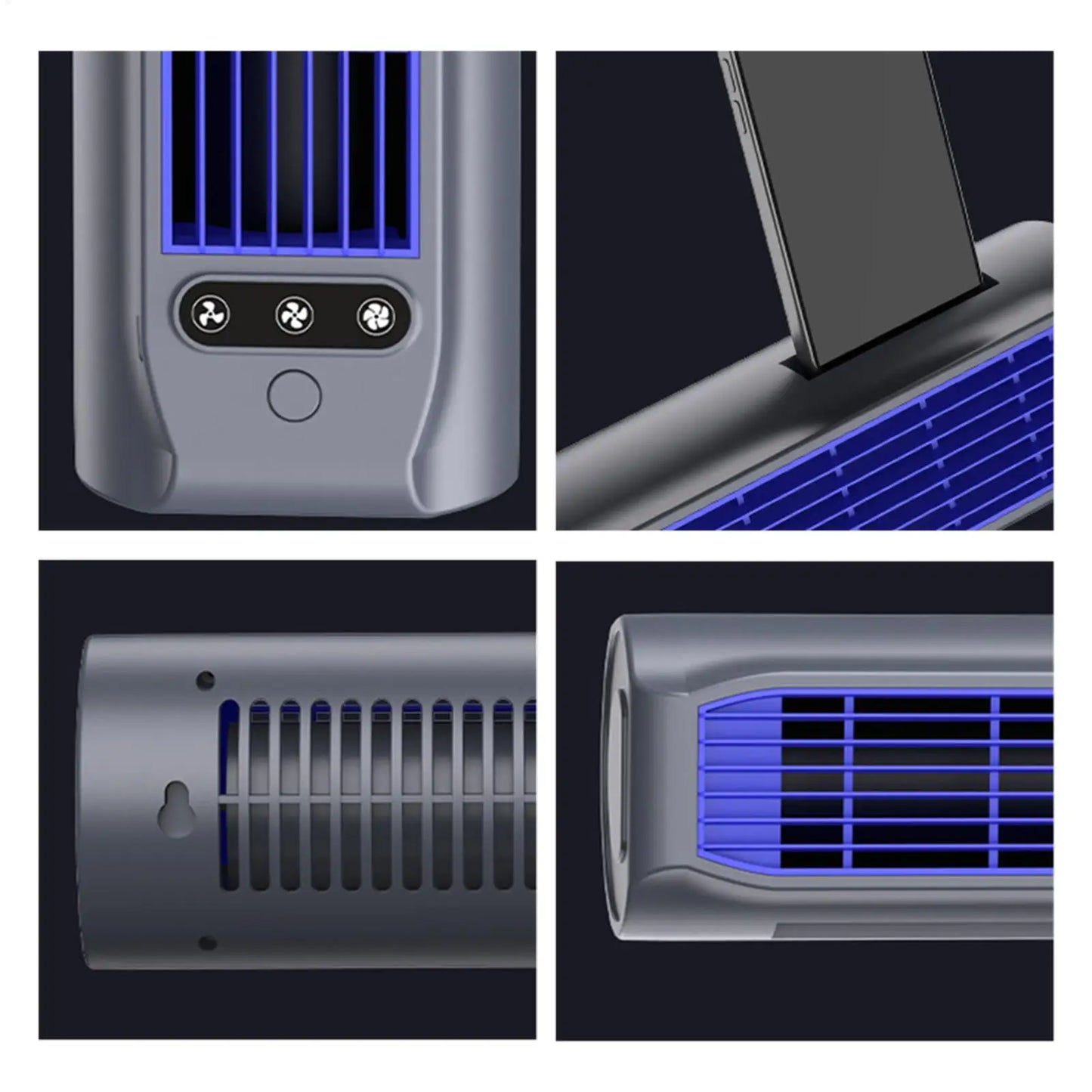Portable Air Conditioning Fan Silent Household Rechargeable Tower Fan Vertical Desktop Air Cooler For Bedroom Living 3 Speeds