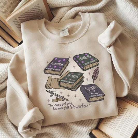 Powerless Series Lauren Roberts Shirt Kai Azer & Paedyn Gray Pullovers Fantasy Bookish Graphic Hoodie Powerful Book Sweatshirt
