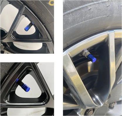 Silver Black Blue Aluminum Alloy Car Valve Cores Tire Valves Caps Air Pump Caps Tuning Products Accessories Replacement