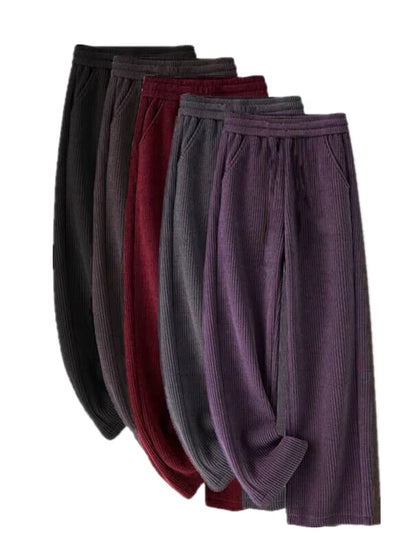 Women's Fleece Lined Corduroy Wide Leg Pants High Waist Warm Straight Cut Casual Trousers Autumn Winter New Mom Comfortable