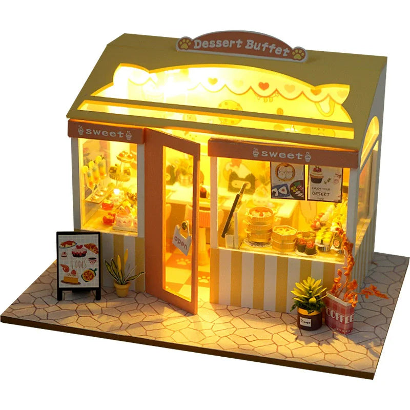 Diy  Doll House Miniature Wooden  Miniatures House Model Kit Birthday Toy Gifts