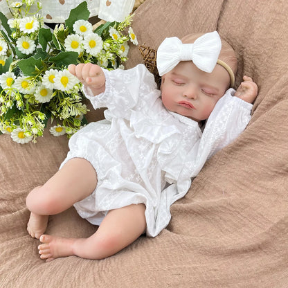 AONPENG 18 inch Realistic Asleep Reborn Baby Doll with Cloth Body 45 CM 3D-Skin Doll Fashion Birthday Gift for Collectors