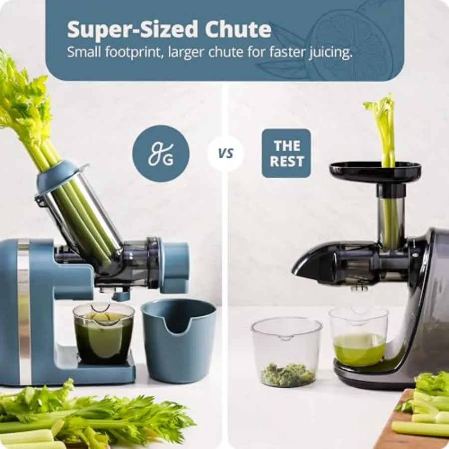 Cold Press Juicer for fruits and vegetables, stone blue slow masticating extractor with quiet motor, high juice yield, easy to