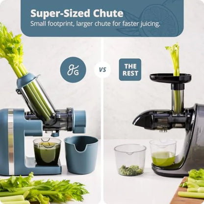 Cold Press Juicer for fruits and vegetables, stone blue slow masticating extractor with quiet motor, high juice yield, easy to