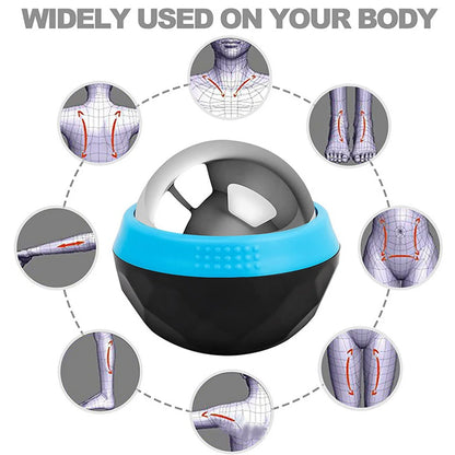 Cold Massage Roller Ball Handheld Heat Relief Stainless Steel Rolling Ice Ball Blue Black Cold Compress Massage Ball