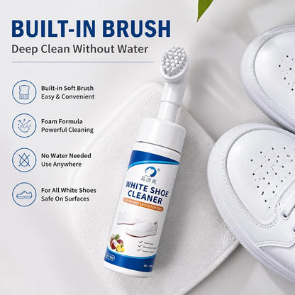 White Shoe Foam Cleaner with Brush Head – No-Water, No-Rinse, Removes Dirt, Dust & Grease from White Sneakers