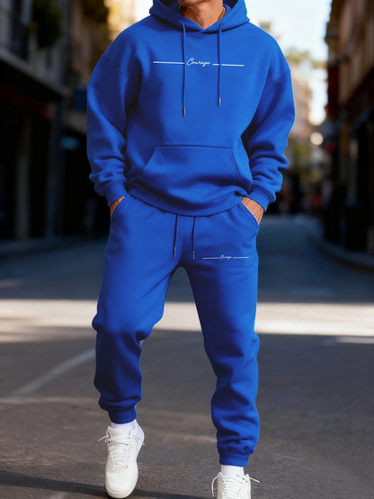 Courage Simple Line Printed Men'S Hoodie Set Street Couple'S Two Pices Sets Comfortable Fashion Streetwear Jogging Loose Hoodies