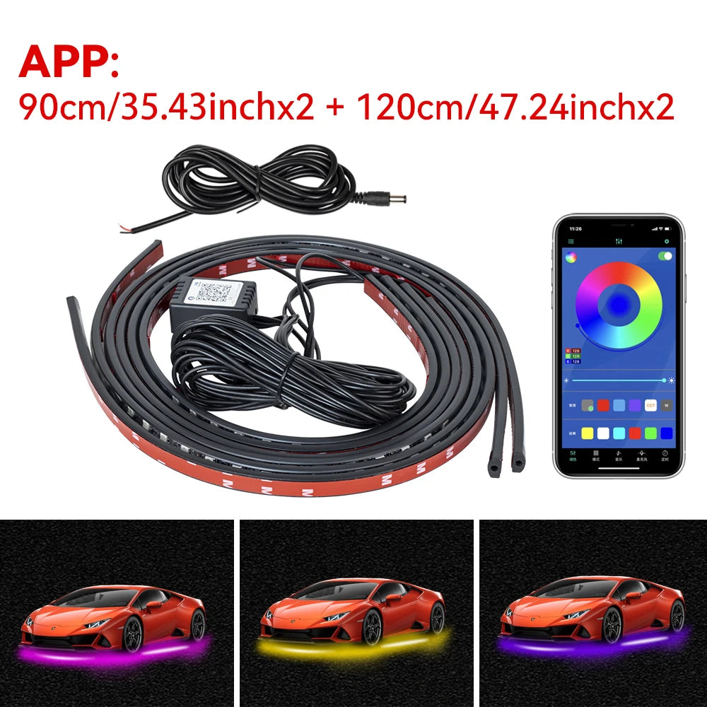 Waterproof Flexible LED Strip Light RGB Underbody Neon Light Auto Decorative Atmosphere Lamp