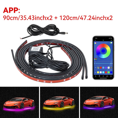 Waterproof Flexible LED Strip Light RGB Underbody Neon Light Auto Decorative Atmosphere Lamp