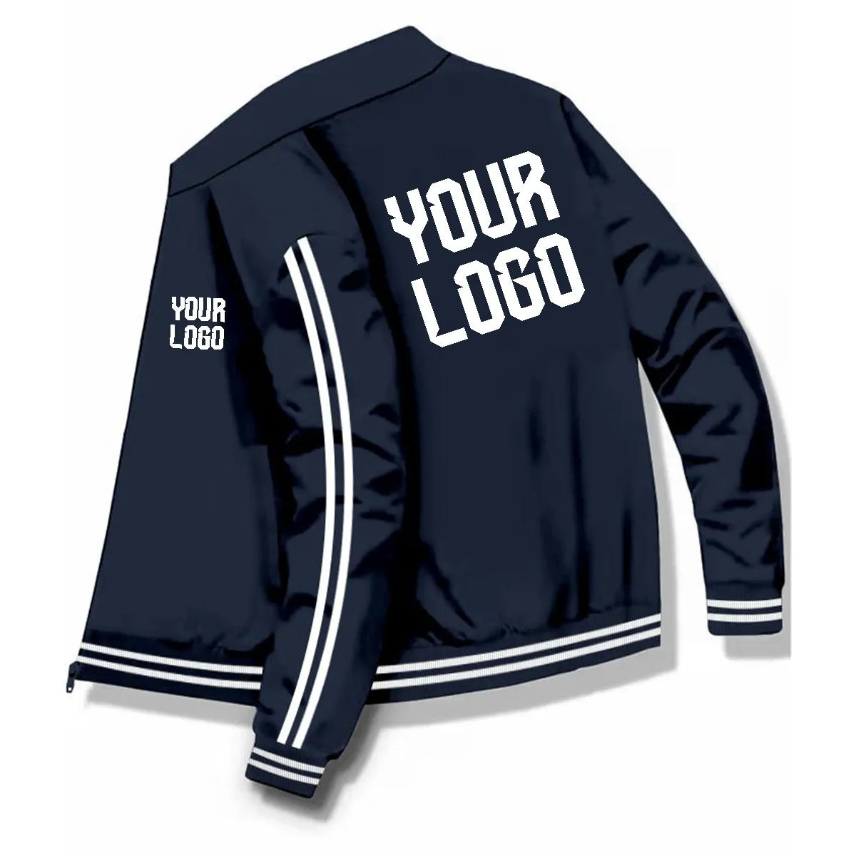 Men's full-zip jacket, featuring a simple zipper pocket design, customizable logo, sporty and outdoor street style
