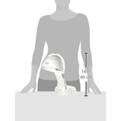 Bonnet hair dryer for salon use, ionic plastic white model with 2 heat settings, adjustable height, extra-large hood, 1875W pow