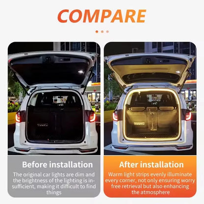 Car Trunk Dynamic Flowing Light Strip 4m/2m Automatic On/Off Scanning Lamp Flexible Waterproof Light Strip Hidden Installation
