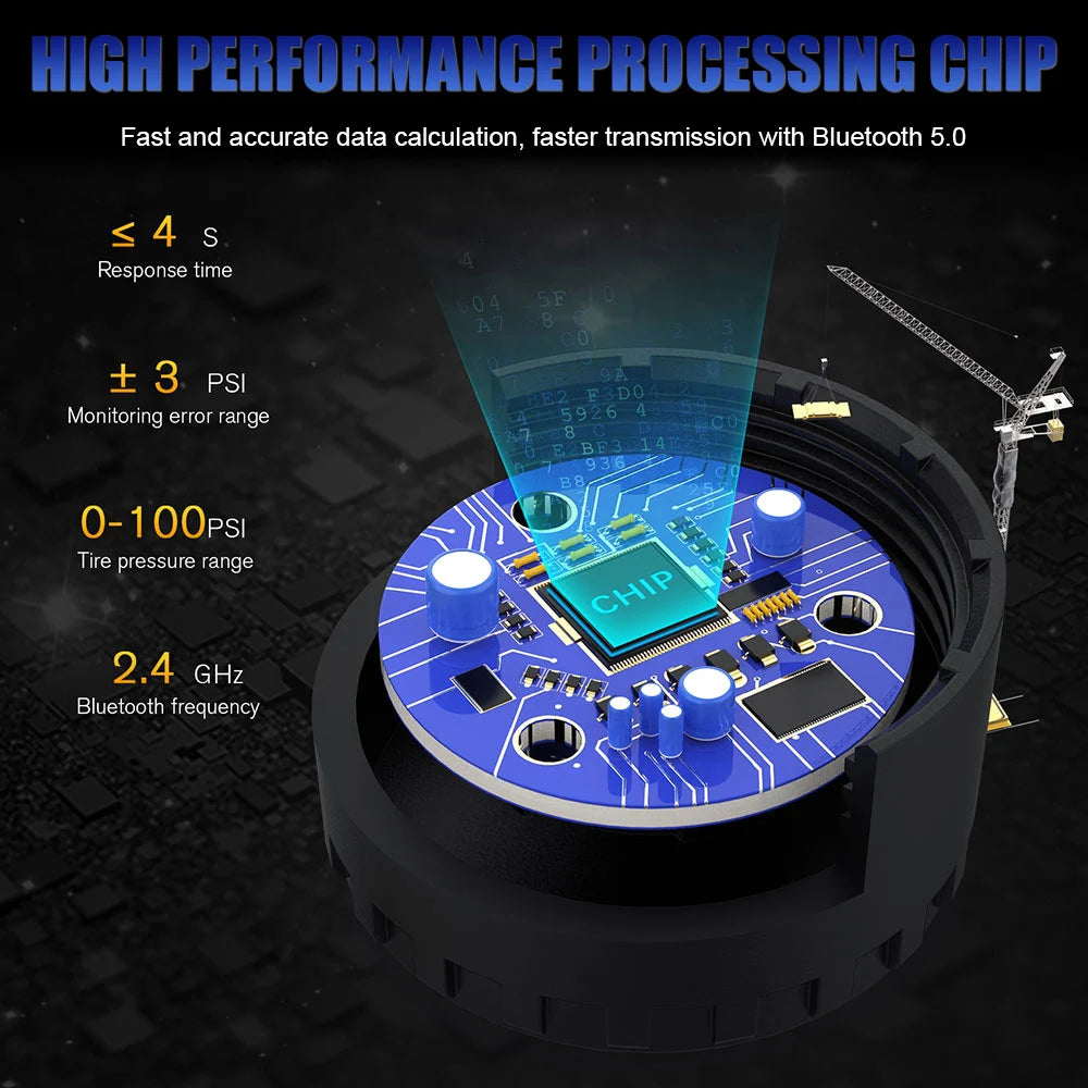 Android/IOS Tire Pressure Monitoring System Mobile Phone APP Display TPMS Bluetooth 5.0 External Car Tire Pressure Sensors